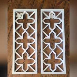 White Geometric Wall Decor Panels NWT Wood